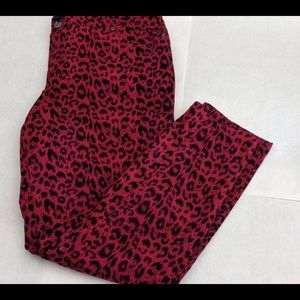 Lane Bryant red leopard print jeans